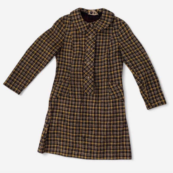 Vintage Peggy Barker Plaid Wool Mini Dress - Picture 1 of 4